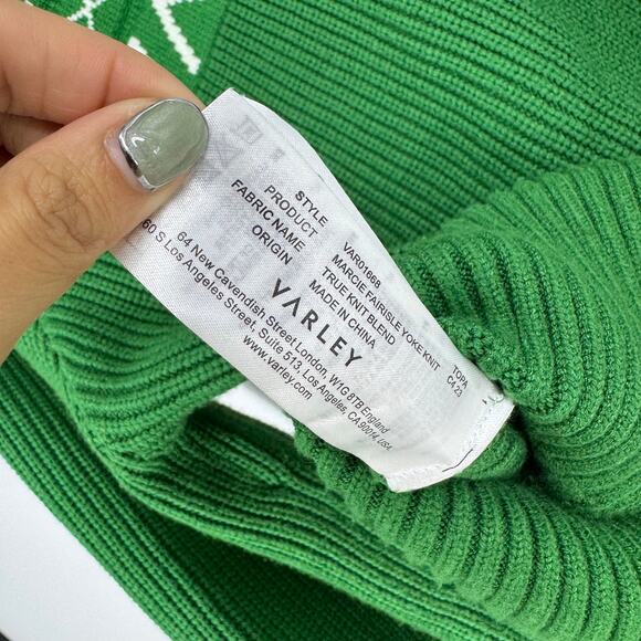 Varley Marcie Fair Isle Mock Neck Sweater in Verdant Green - Picture 4 of 4